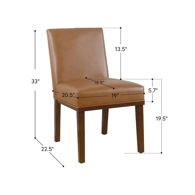 Jan Dining Chair with Espresso Wood Legs, Caramel Brown Faux Leather
