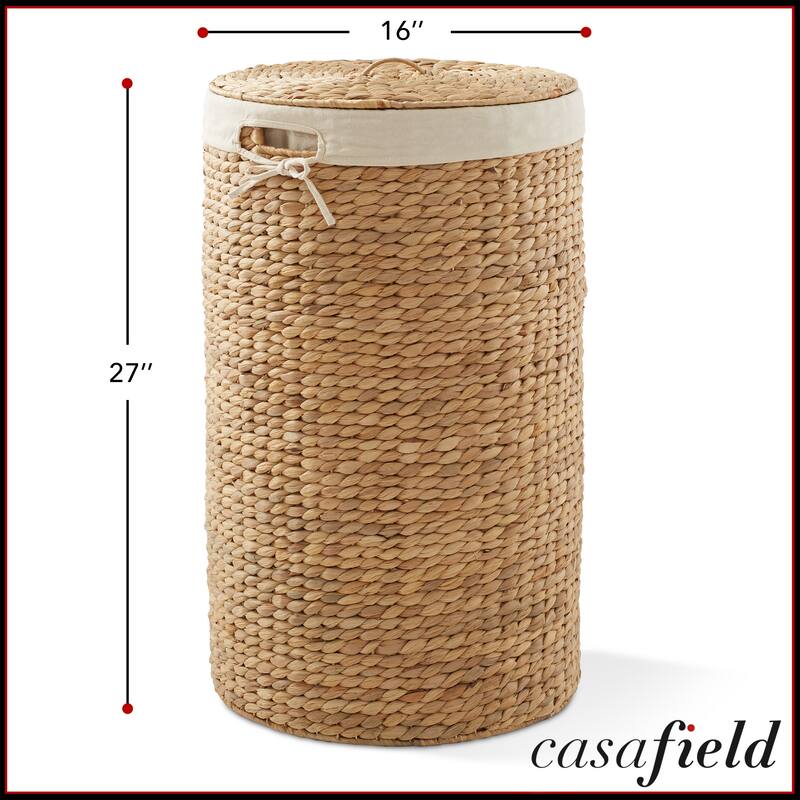 Round Laundry Hamper Basket with Lid and Liner for Clothes