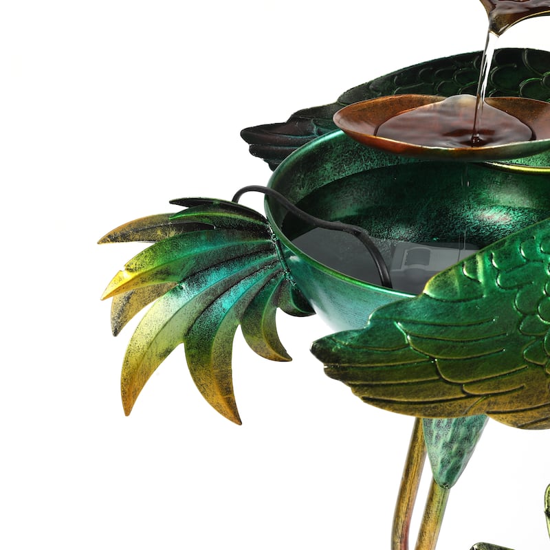 Metal Green Crane Outdoor Fountain