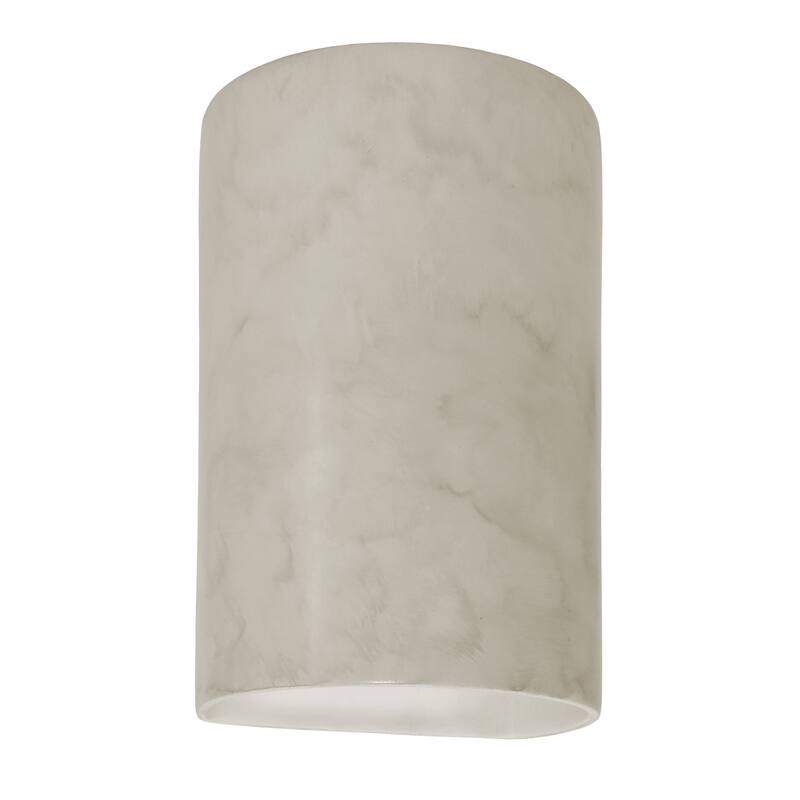 Justice Design Ambiance - Large Cylinder Wall Sconce - Open Top & Bottom (Outdoor) - Replaceable Bulb - Antique Patina