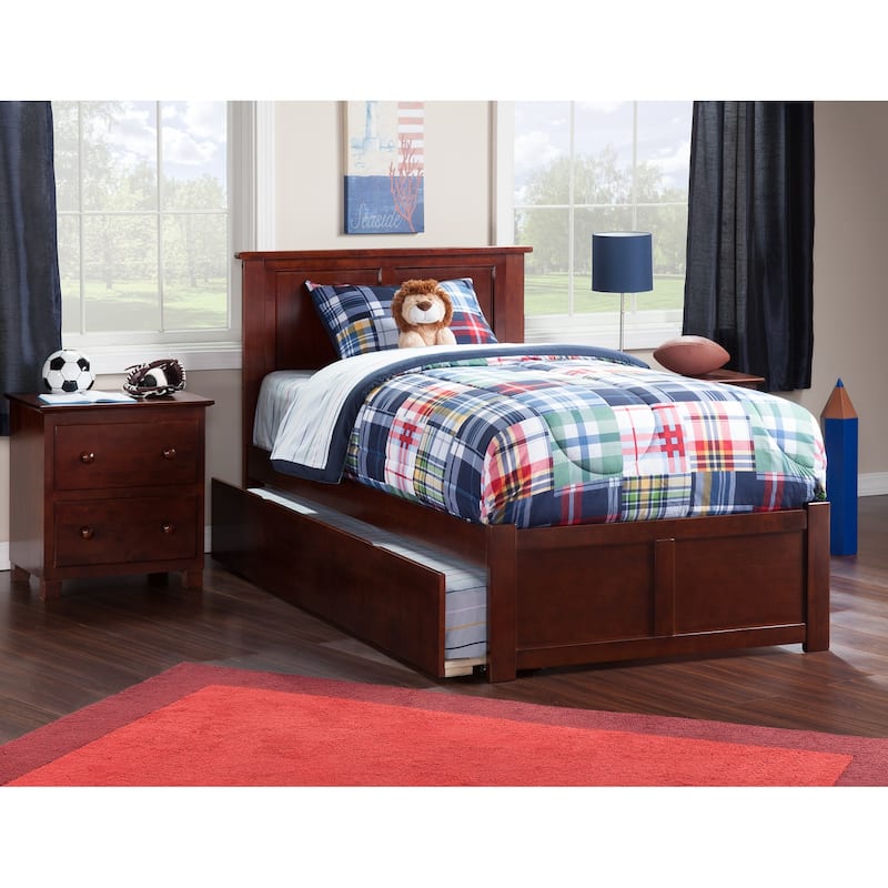 AFI Madison Platform Bed with Footboard & Twin XL Trundle - Walnut - Twin XL