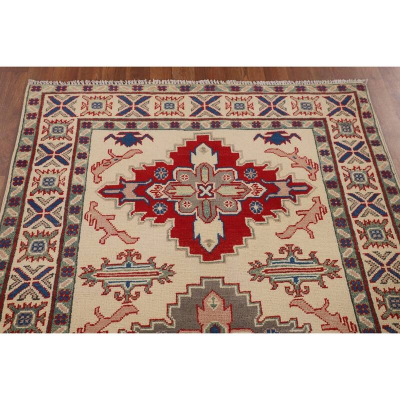 Kazak Oriental Accent Rug Hand-Knotted Wool Carpet - 3'10" x 6'1"