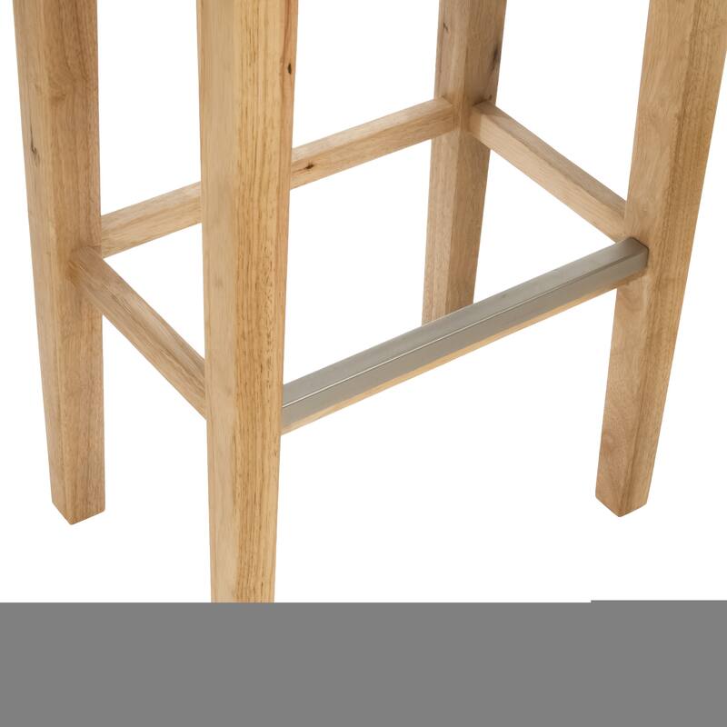 2-Pcs Set Wooden Frame Barstool, Nailhead Trim Saddle Bar Chair, Backless Counter High Chair, Upholstered Dining Chair