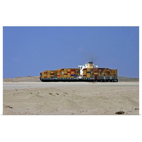 Shop Container Ship In Suez Canal Poster Print Overstock 16478142