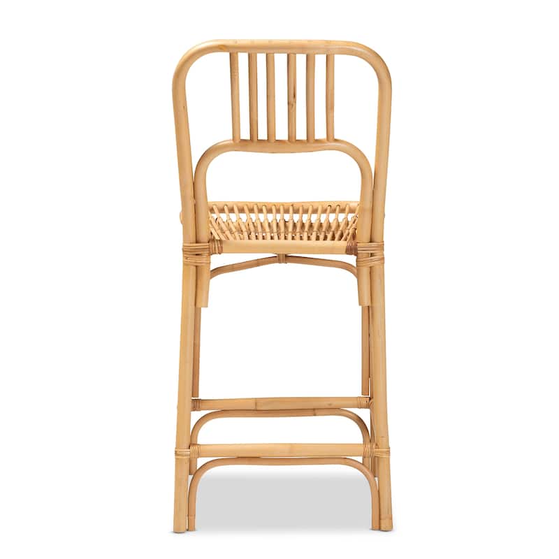 Ivora Modern Bohemian Natural Brown Rattan Counter Stool