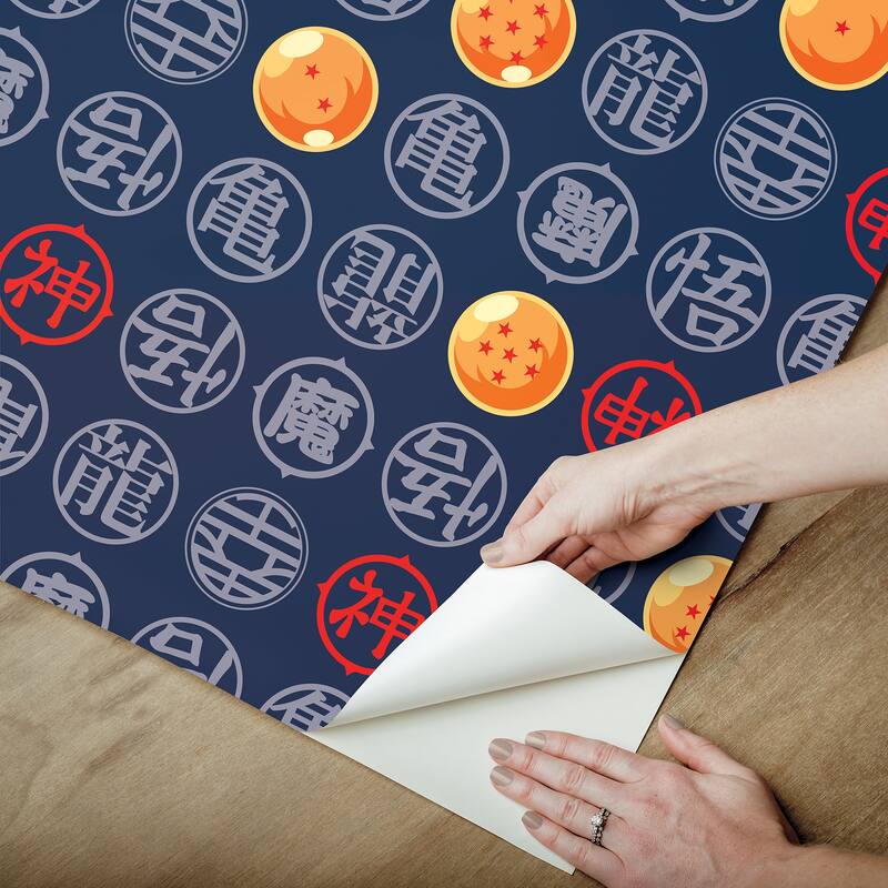 RoomMates Dragon Ball Z Symbols Blue Peel and Stick Wallpaper - N/A
