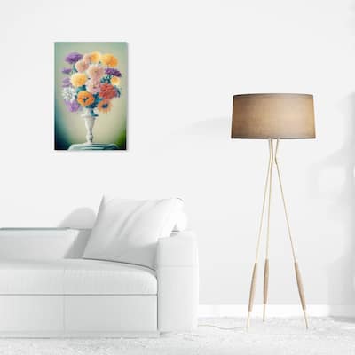 Wynwood Studio Canvas Floral and Botanical Dried Flowers in Vase Yellow and Traditional Wall Art Canvas Print