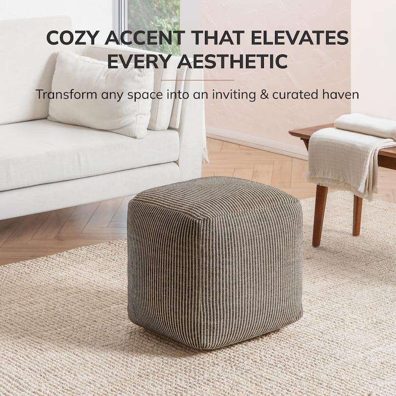 Jani 20-inch Ottoman Pouf - Handcrafted Handmade Ottoman for Seating, Footrest, Home Decor for Living Room, Bedroom