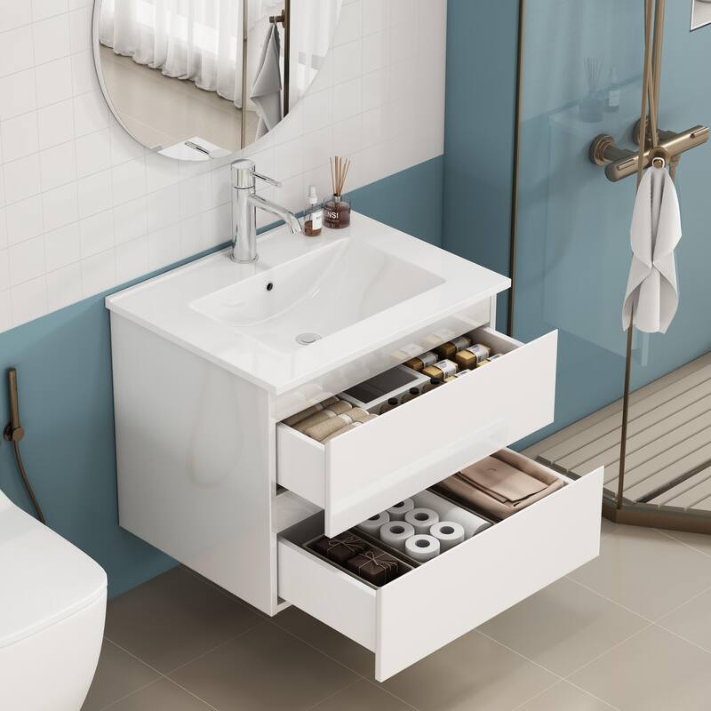 36" Bathroom Vanity Cabinet with Sink Top Combo Set, Black ,Single Sink,Shaker Cabinet with Soft Closing Door and 3 Drawers