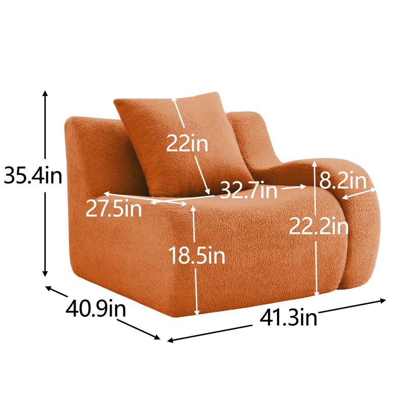 Sectional Sofa with Curved Armrests, 2-Seater Chaise Lounge Sofa Chair, Loveseat Sofa with Plush Cushions