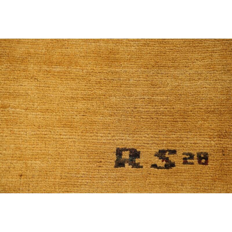 Gold Gabbeh Modern Foyer Rug Hand-Knotted Wool Carpet - 2'10"x 3'11"