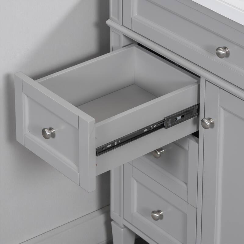 30" Bathroom Vanity with Sink - MDF and Solid Wood Cabinet, Roman Legs,Undermount Ceramic Sink,Freestanding Cabinet