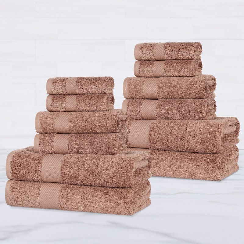 Superior Ismailia Egyptian Cotton 12-Piece Towel Set - Sedona
