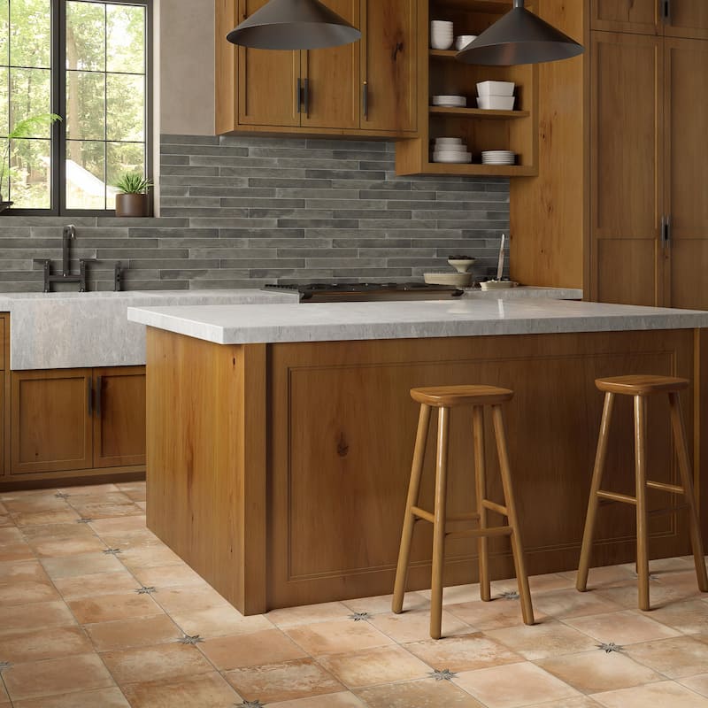 Merola Tile Kings Nonna with Black Star 17-7/8" x 17-7/8" Porcelain Floor and Wall Tile - Case (5 Tiles)