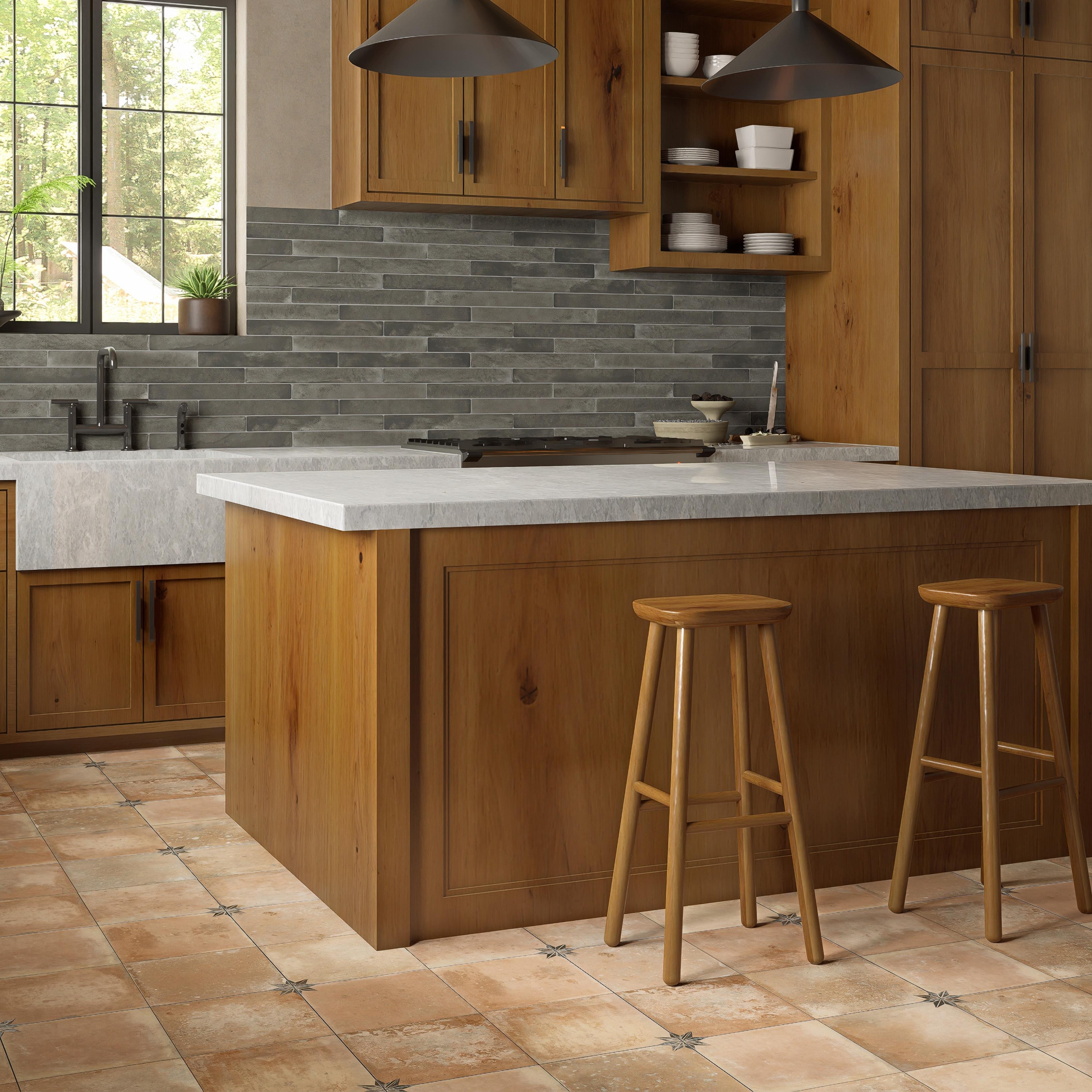 Merola Tile Kings Nonna with Black Star 17-7/8" x 17-7/8" Porcelain Floor and Wall Tile