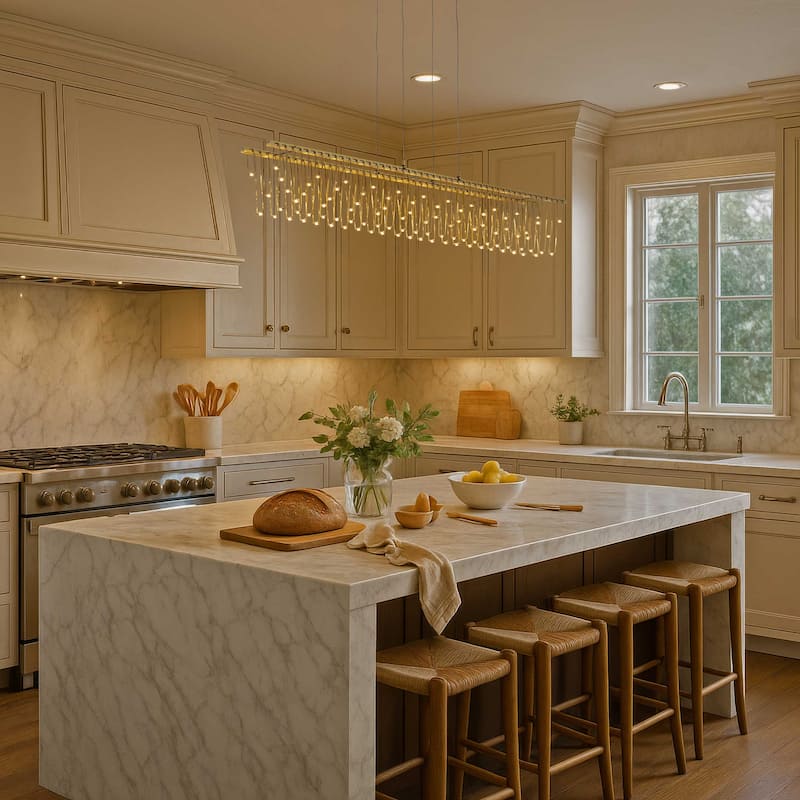 Golden Lighting Lucerna Integrated LED Island Light in Stainless Steel Gold