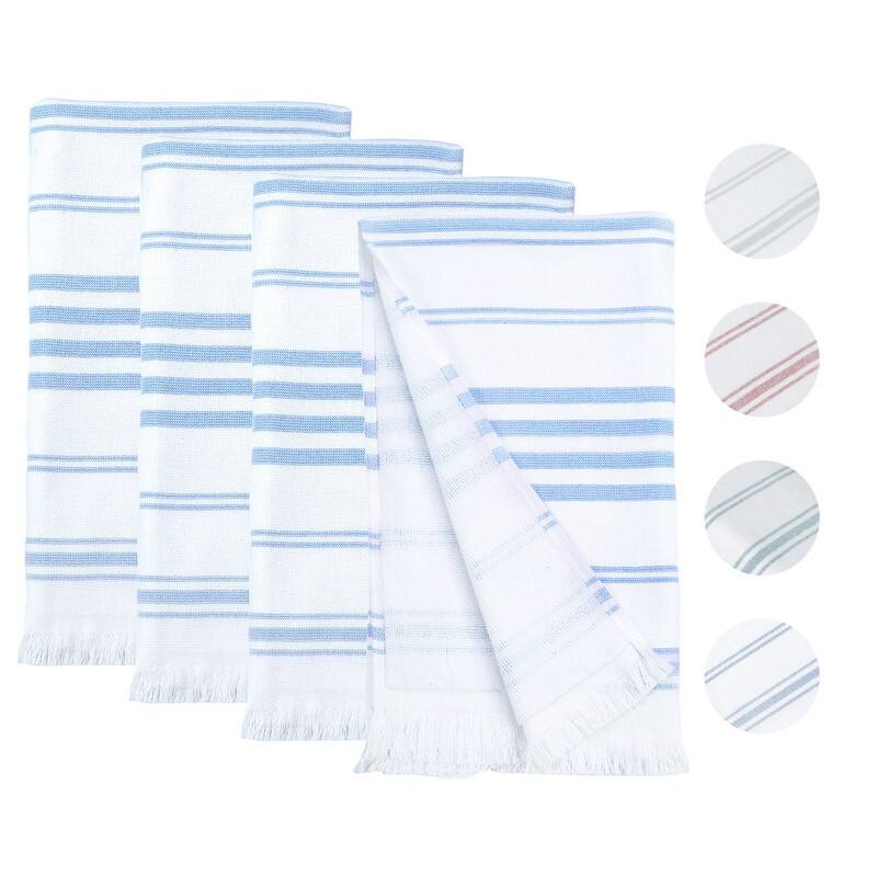 Hammam Hand Towels for Kitchen 16X28 Inch by Ample Decor - 4 Piece - Mint Blue