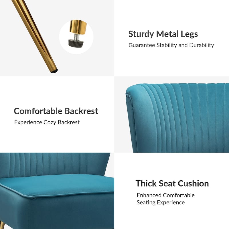 Monica 22''W Upholstered Modern Tufted Accent Side Chair with Gold Legs by HULALA HOME