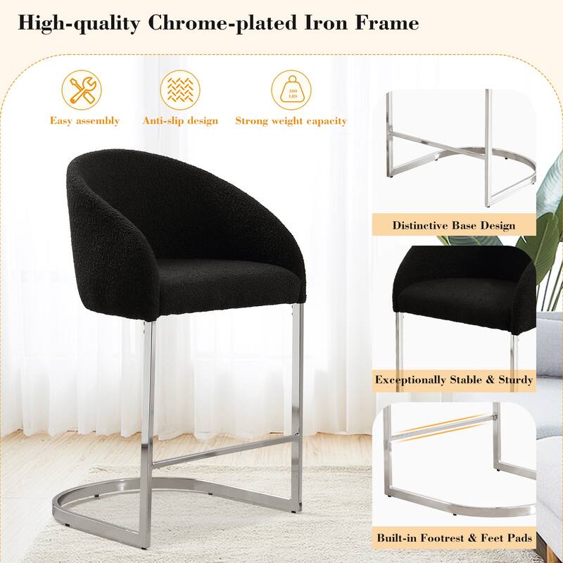 26" Fabric Upholstered Counter Height Bar Stools with Arms - 37" H x 22.4" W x 22" D