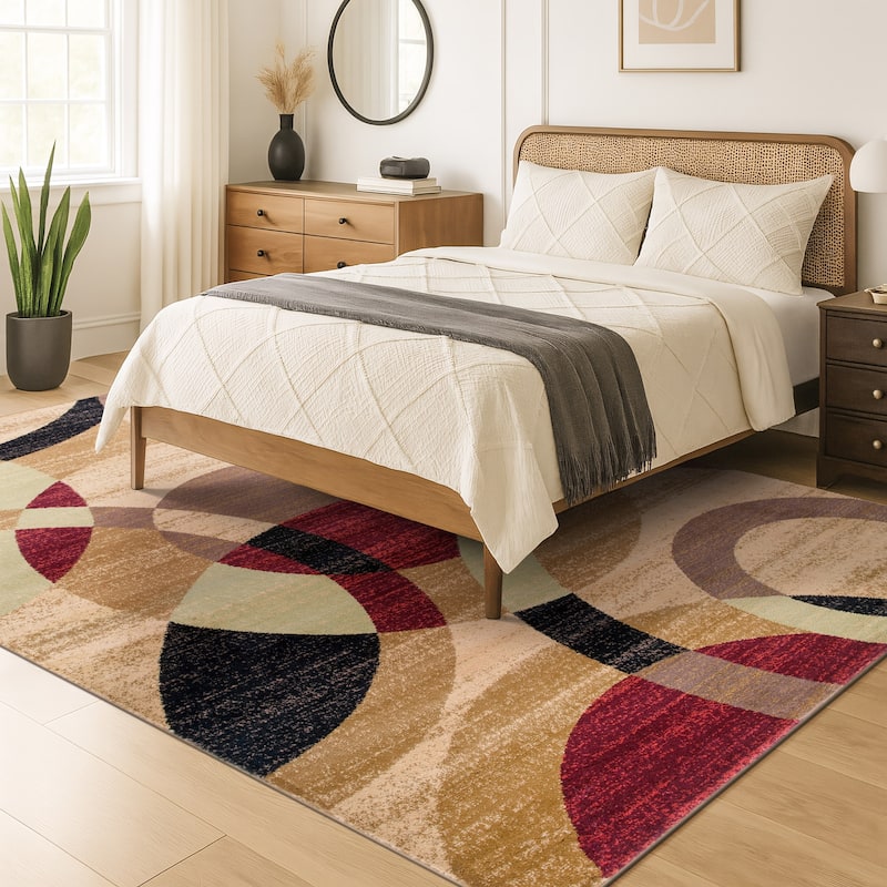 World Rug Gallery Geometric Circles Area Rug