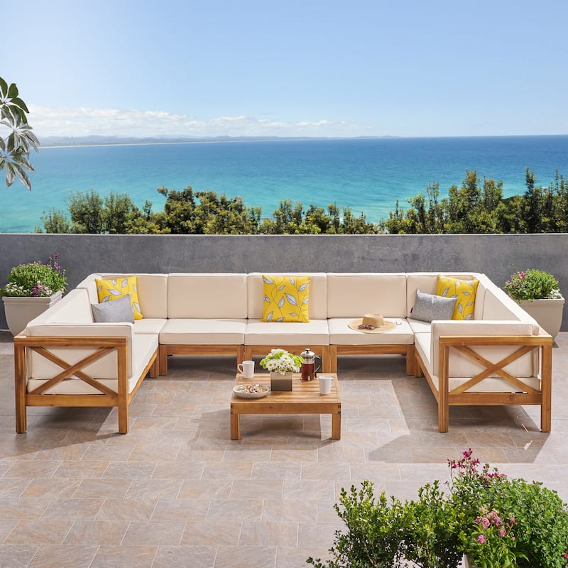 Brava Acacia Wood Sectional Sofa Set by Christopher Knight Home