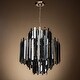 preview thumbnail 6 of 7, 9-Light Luxury Polished Stainless Steel Chandelier with Smoke Crystal Accents - W 19.7"