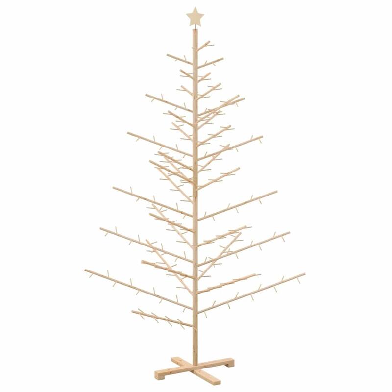 vidaXL Wooden Christmas Tree with Stand Natural/Brown Solid pine wood