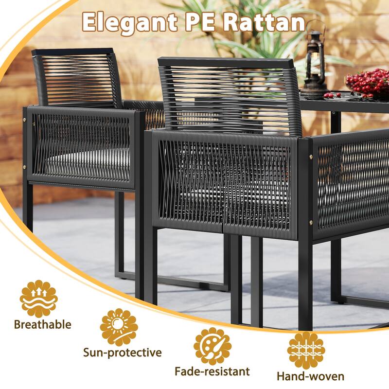 Gymax 3PCS Patio PE Wicker Furniture Set Cushioned Chairs w/Folding