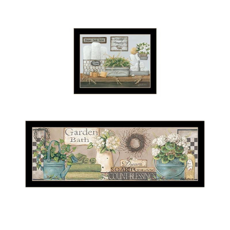 Trendy Decor 4U "Bath Time-Dream, Soak and Relax" Printed Framed Wall Art by Pam Britton - Black - 38 x 14