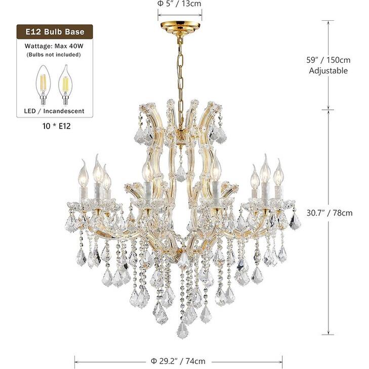 KAYLA 24 Lights Gold Candle Chandelier