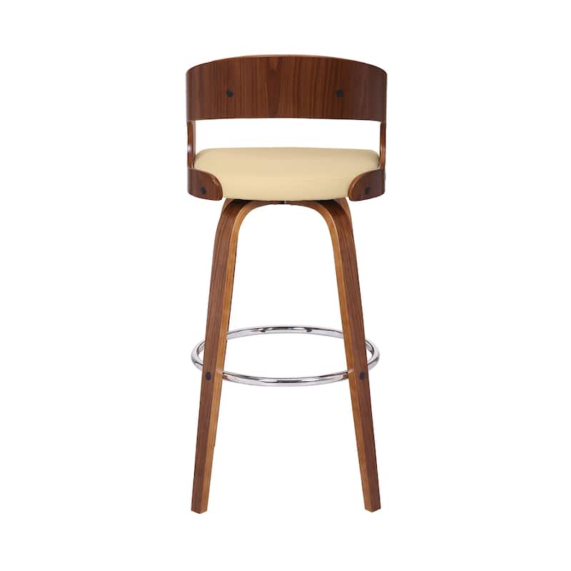 Shelly Mid-Century Swivel Bar Stool, Upholstered Counter Height Chair with Bentwood Legs