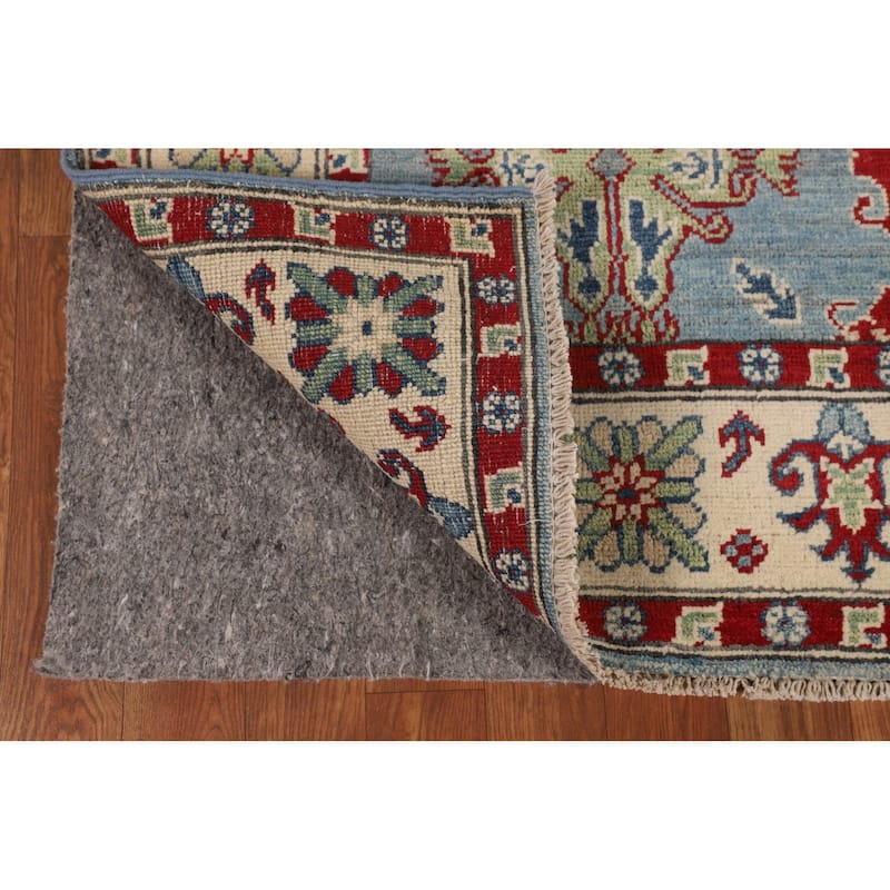 Light Blue Traditional Kazak Oriental Rug Hand-Knotted Wool Carpet - 4'9" x 6'10"