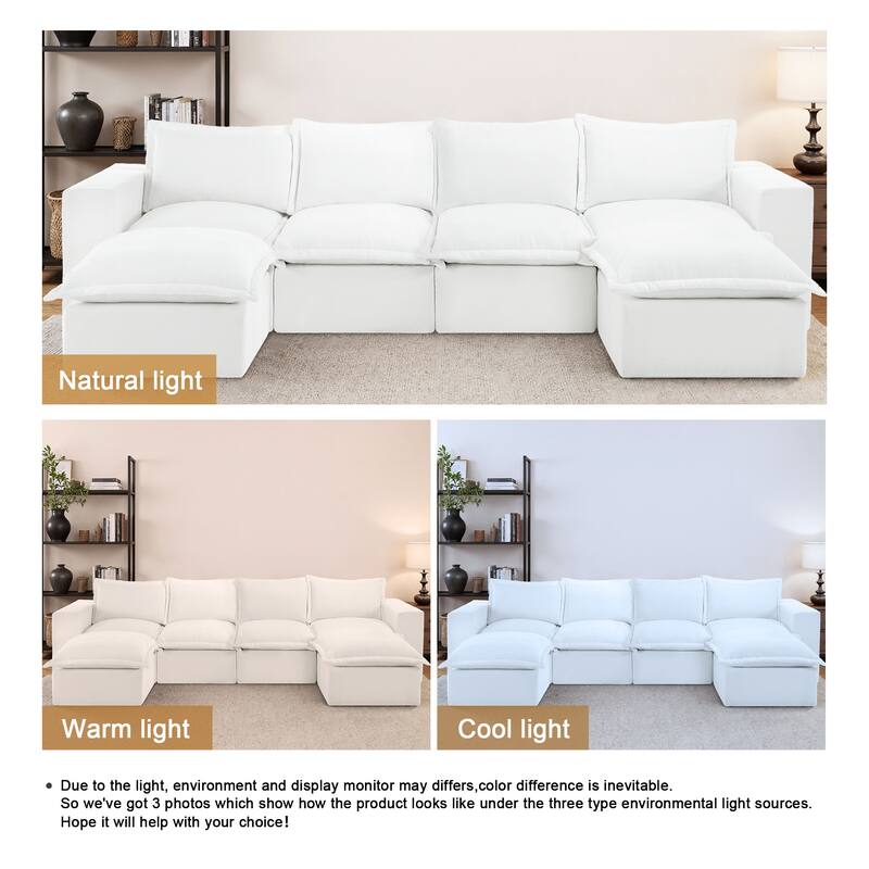 147.9'' W U-Shaped Modular Sectional Sofa Comfy Cloud Couch Chenille Sofa
