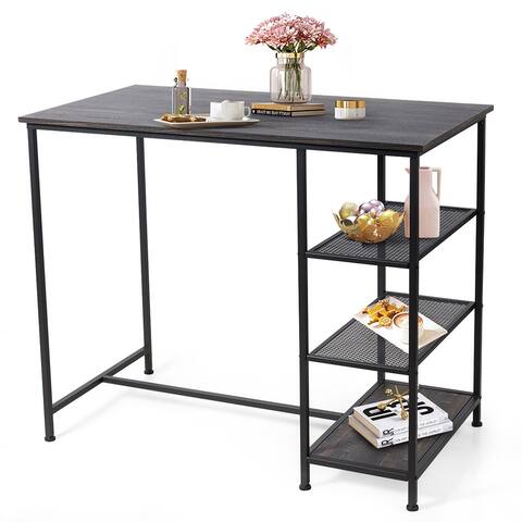 5 Piece Counter Height Dining Set Modern Bar Table with Metal Frame