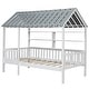preview thumbnail 7 of 11, Wood Twin Size House Bed with Roof, Guardrail and Shelves