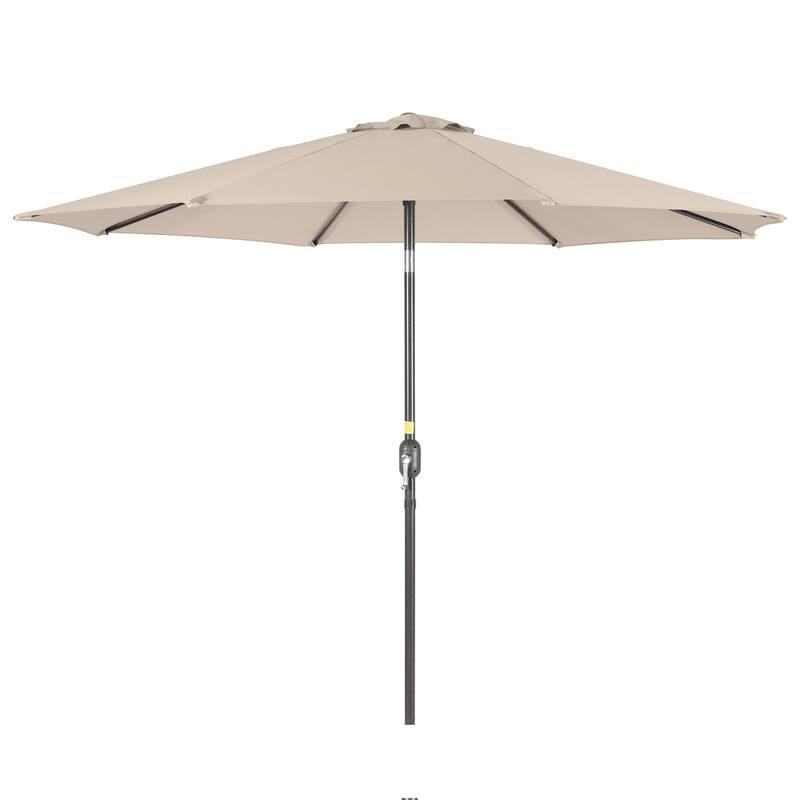 LIVOOSUN 9Ft Large Round Outdoor Patio Market Umbrella with Crank and 8 Ribs, Gray