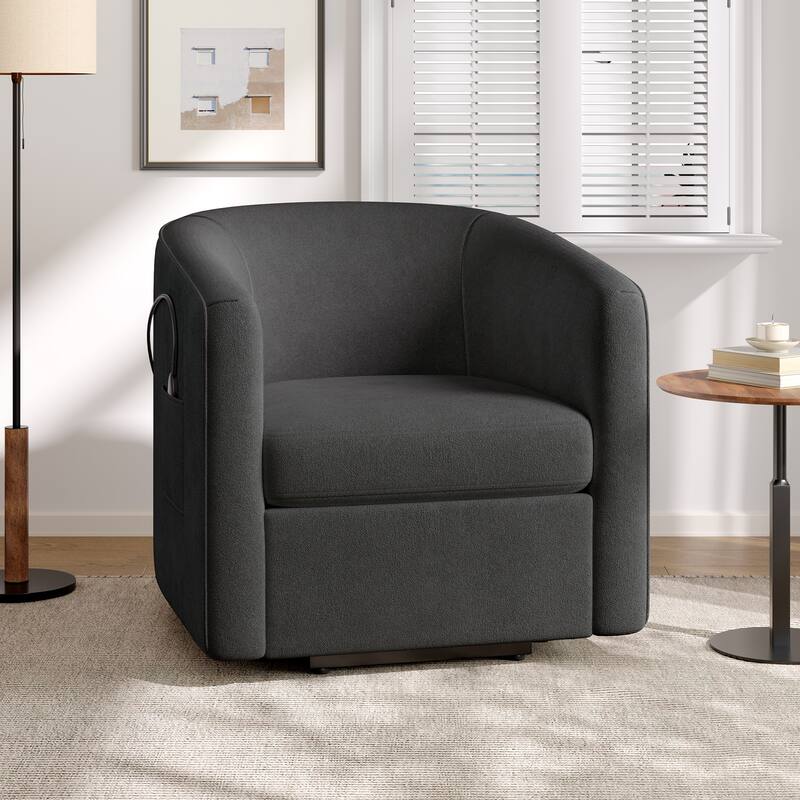 Roomfitters Power Lift Recliner Chair with Massage and Heat, Chenille Fabric Barrel Chair for Seniors - Dark Grey