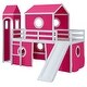 preview thumbnail 11 of 27, Playhouse Twin Size Loft Bed with Slide Pink Tent and Tower