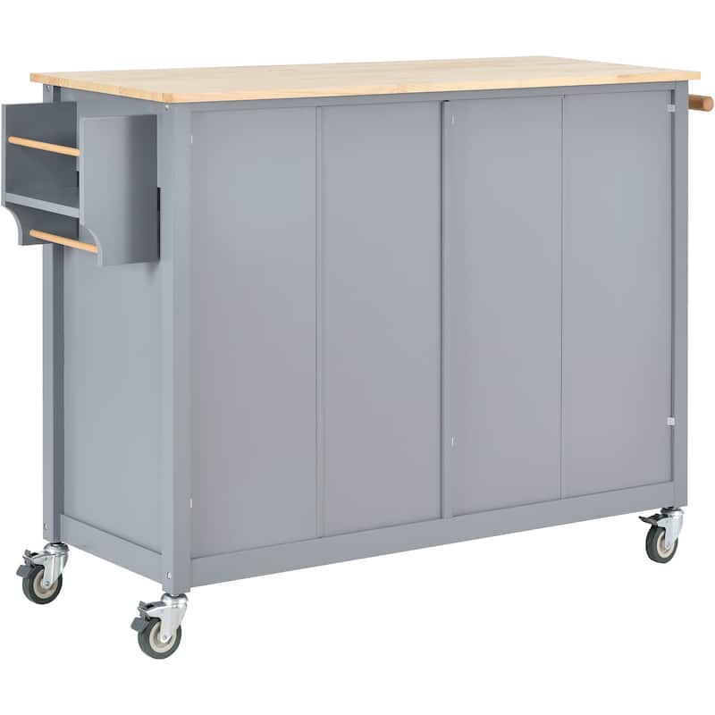 Kitchen Island Cart with Solid Wood Top