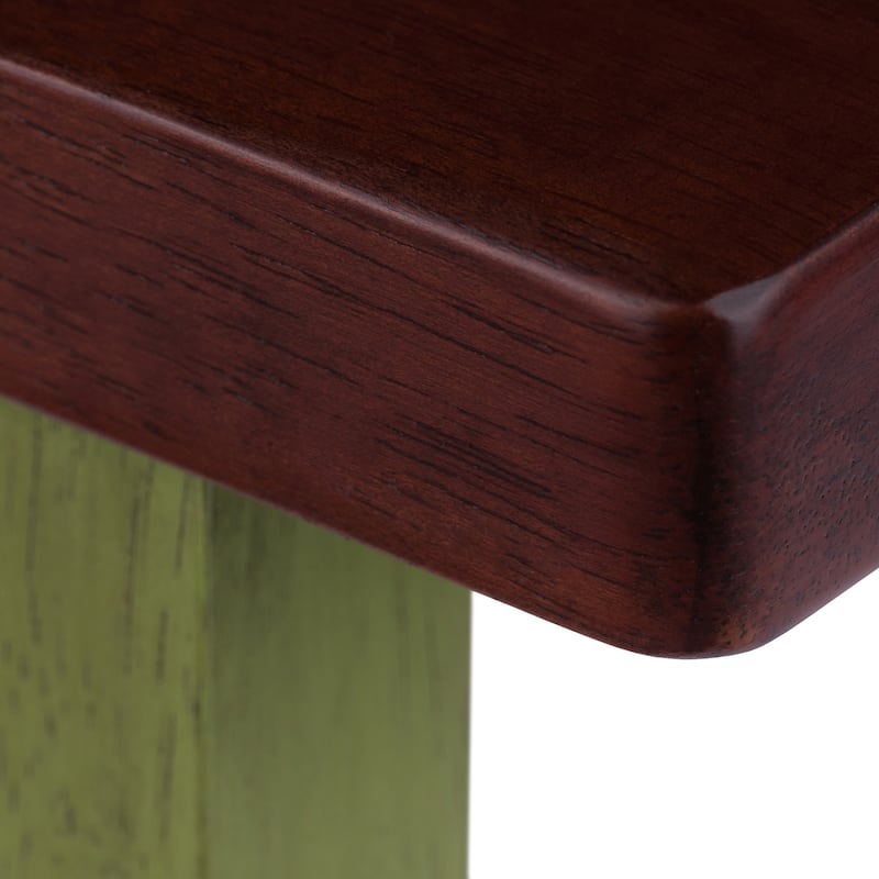 Satori Saddle Seat 24" Counter Stool, Rustic Green and Walnut - N/A