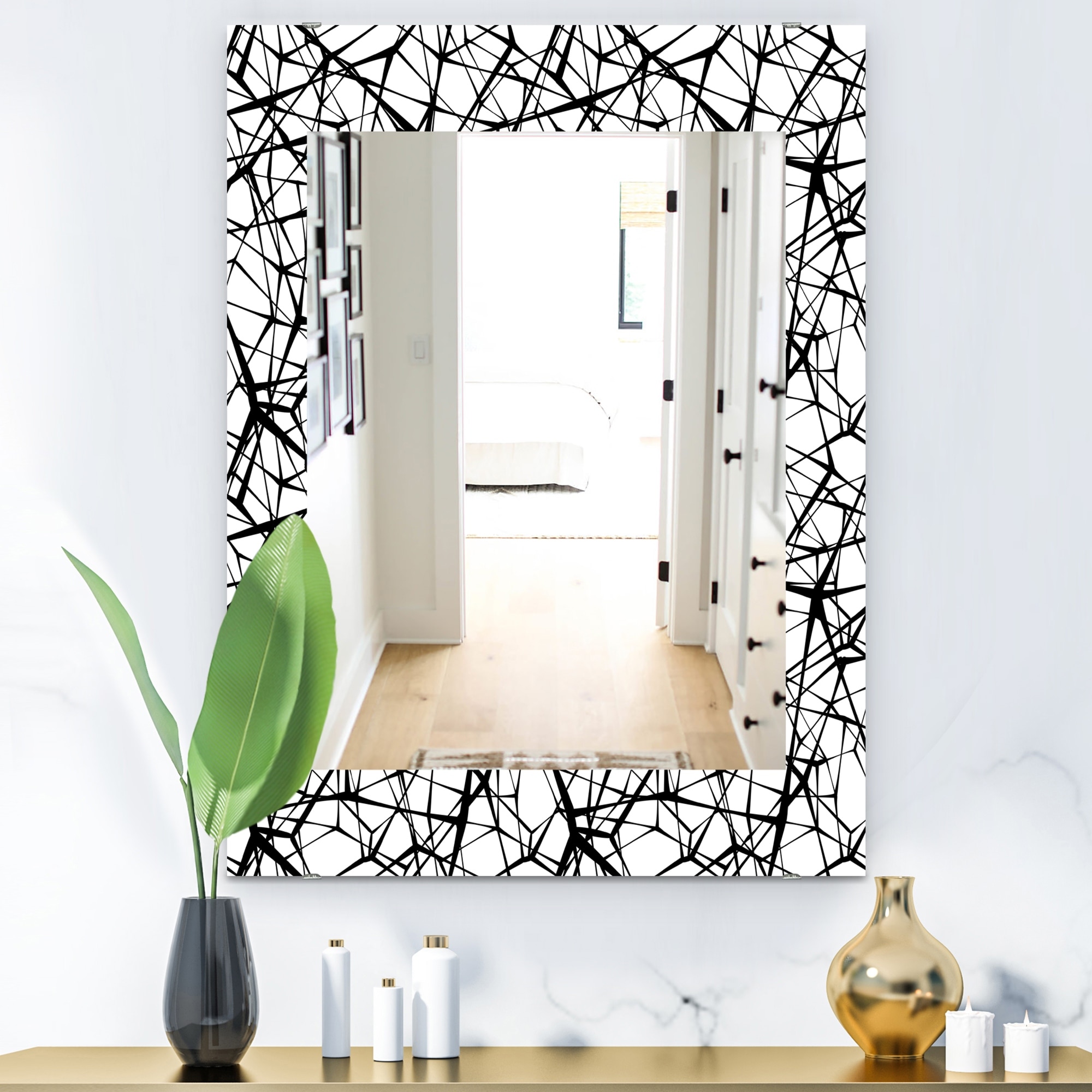Designart 'Web Pattern' Modern Mirror - Printed Wall Mirror -  Overstock - 28558241