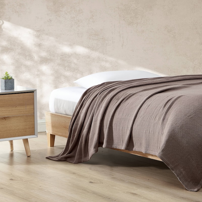 Eddie Bauer Herringbone Cotton Reversible Blanket