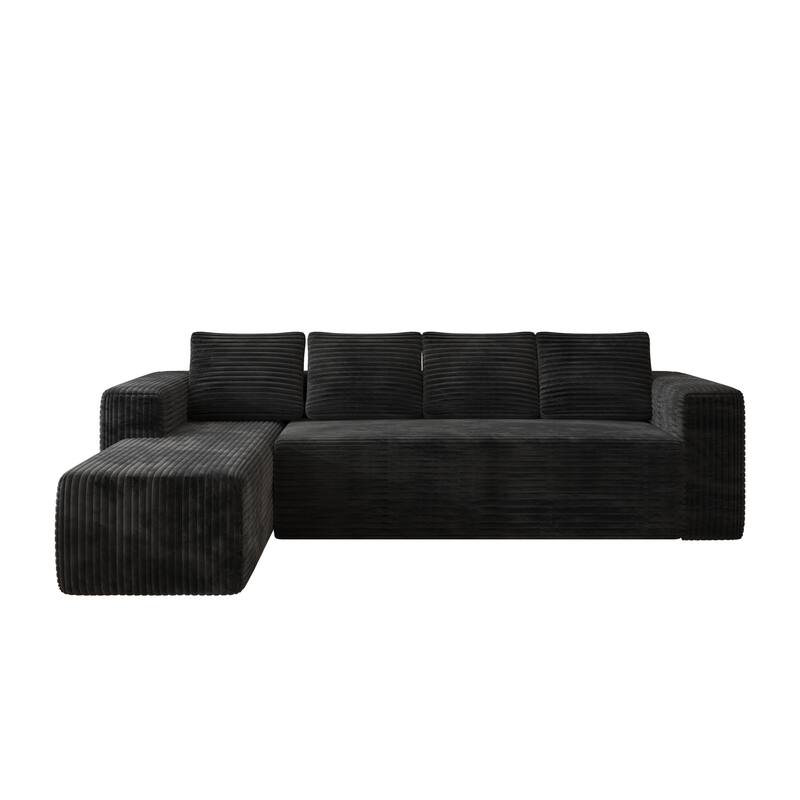 Corduroy Modular Deep Seat Couches L-shaped Chaise Sectional Sofa