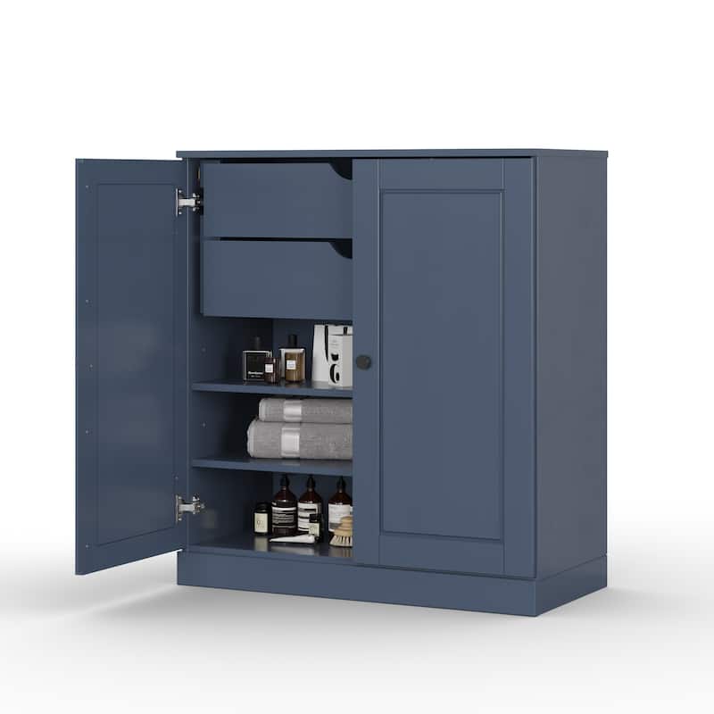 Palace Imports 100% Solid Wood 32" Bathroom Cabinet with Solid Doors, 2-Drawers and Adjustable Shelves