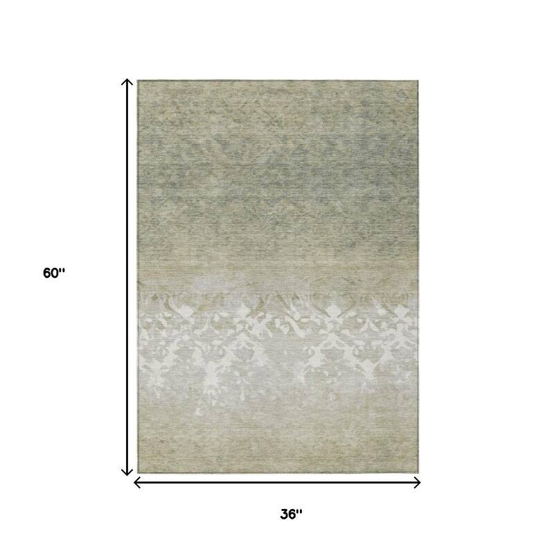 HomeRoots Damask Transitional Rectangle Outdoor Rug