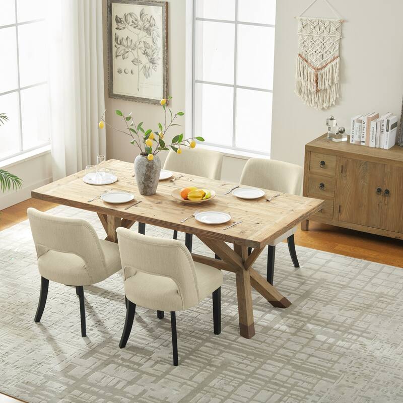 Set of 2/4/6 Modern Fabric Upholstered Dining Room Chair Kitchen Chairs with Wood legs