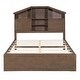 preview thumbnail 8 of 18, Full Size Wood Platform Bed with 2 Drawers & Storage Headboard