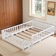 preview thumbnail 1 of 22, Full Size Floor Bed with Safety Guardrails & Door, Solid Pine Wood Platform Frame for Children, Low Profile Design White