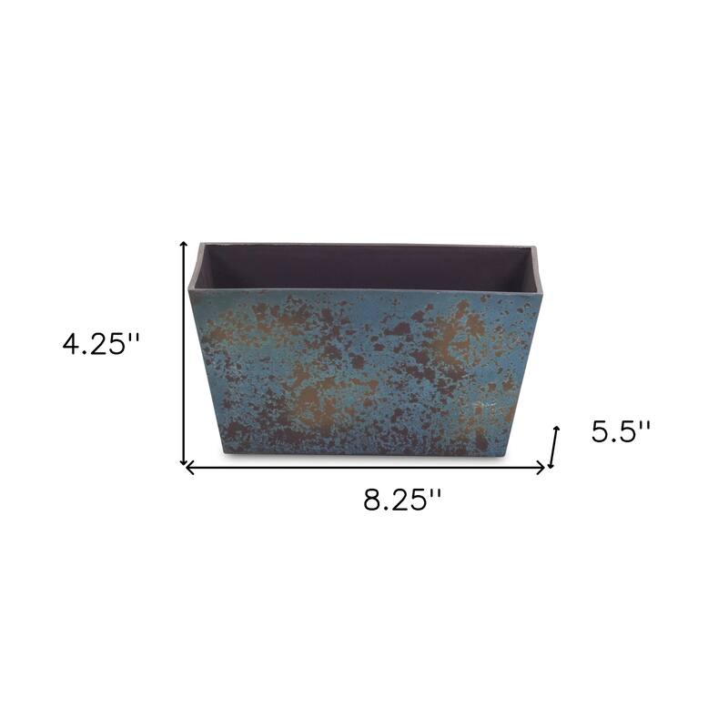 HomeRoots 8" Blue Recycled Plastic Indoor Outdoor Rectangular Planter Box