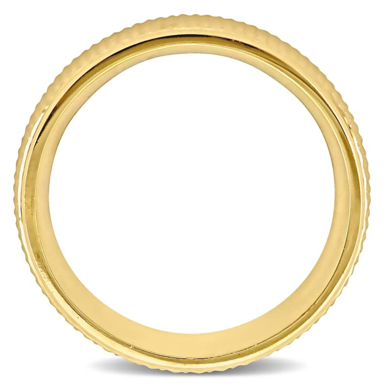 Miadora 8mm Geometric Pattern Wedding Band in 14k Yellow Gold